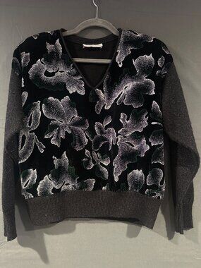 Savion Vintage Floral Velvet Sweater 12 Whimsigoth Dark Romantic Holiday Glam